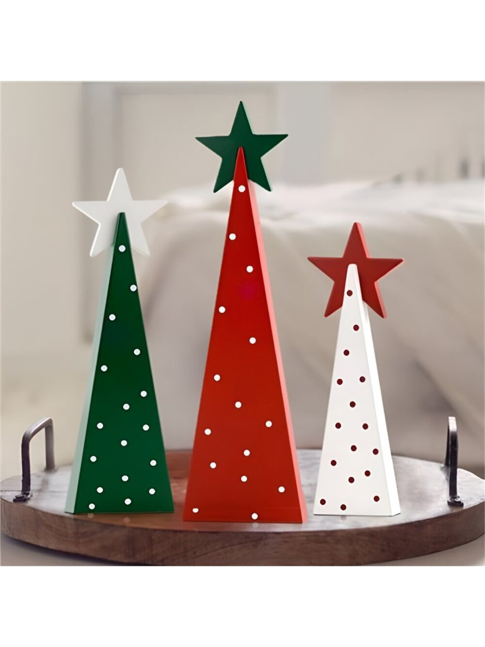 Christmas Decorations Indoor, Christmas Decor - 3 PCS Wooden Xmas Tree Signs